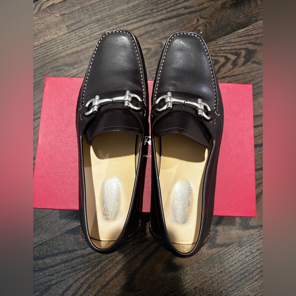 MENS Salvatore Ferragamo Brown Leather Loafers Slip-Ons - SZ 12